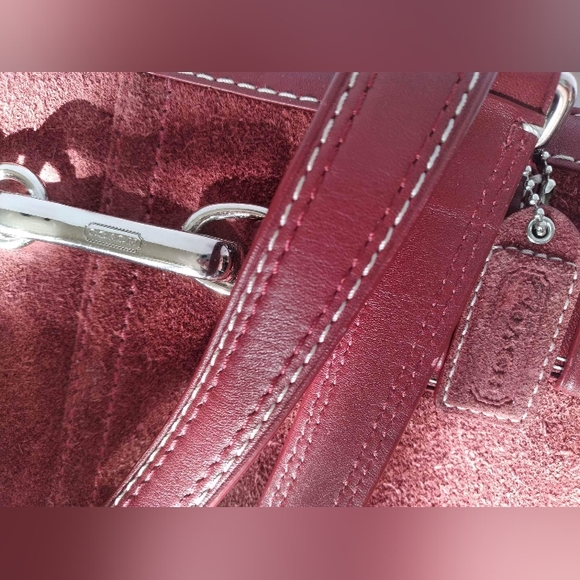 Coach Brick Red Suede Leather Handbag - Picture 3 of 3